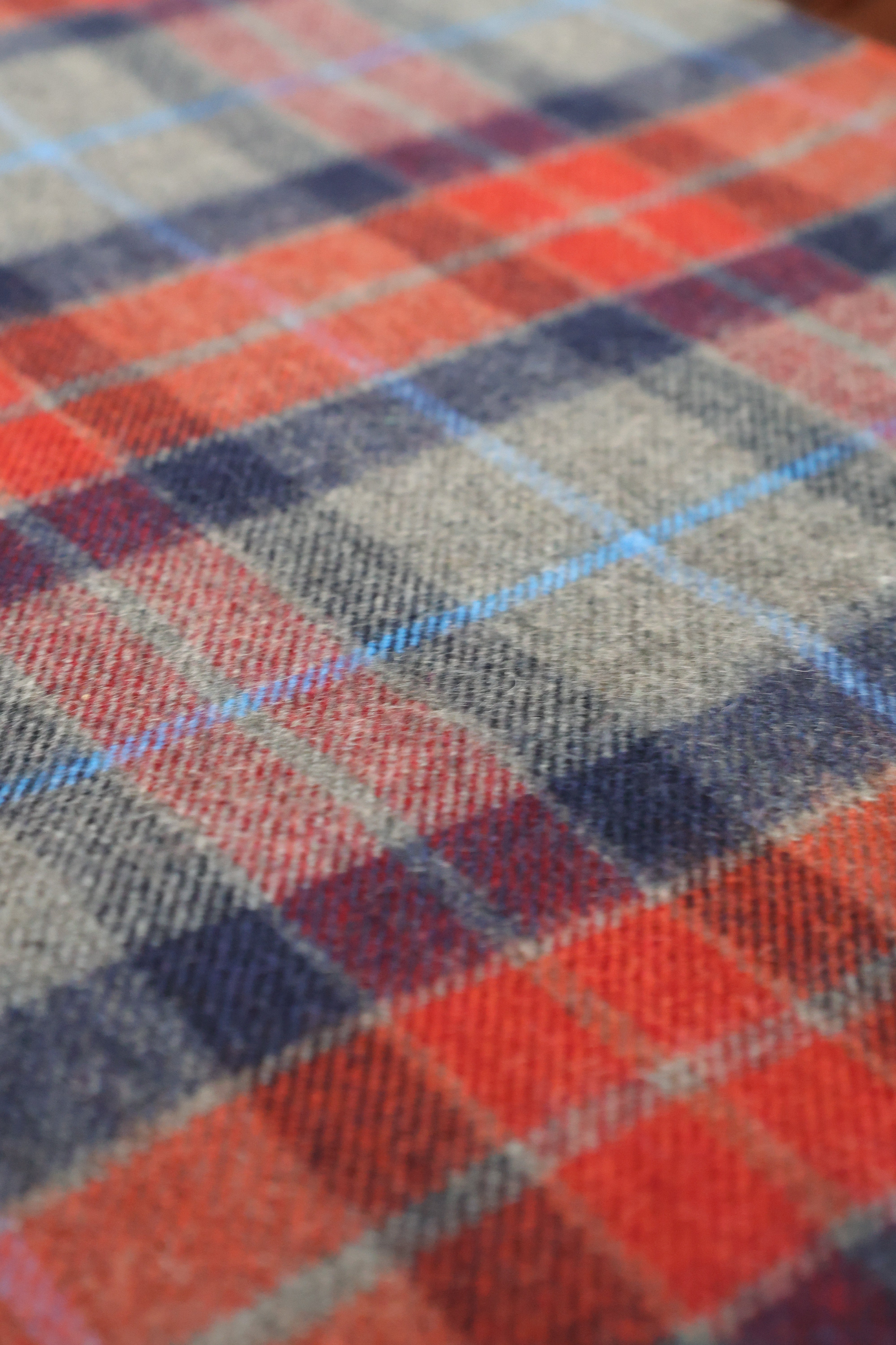 Kaschmirschal Tartan Stirling | Grau, Orange Blau