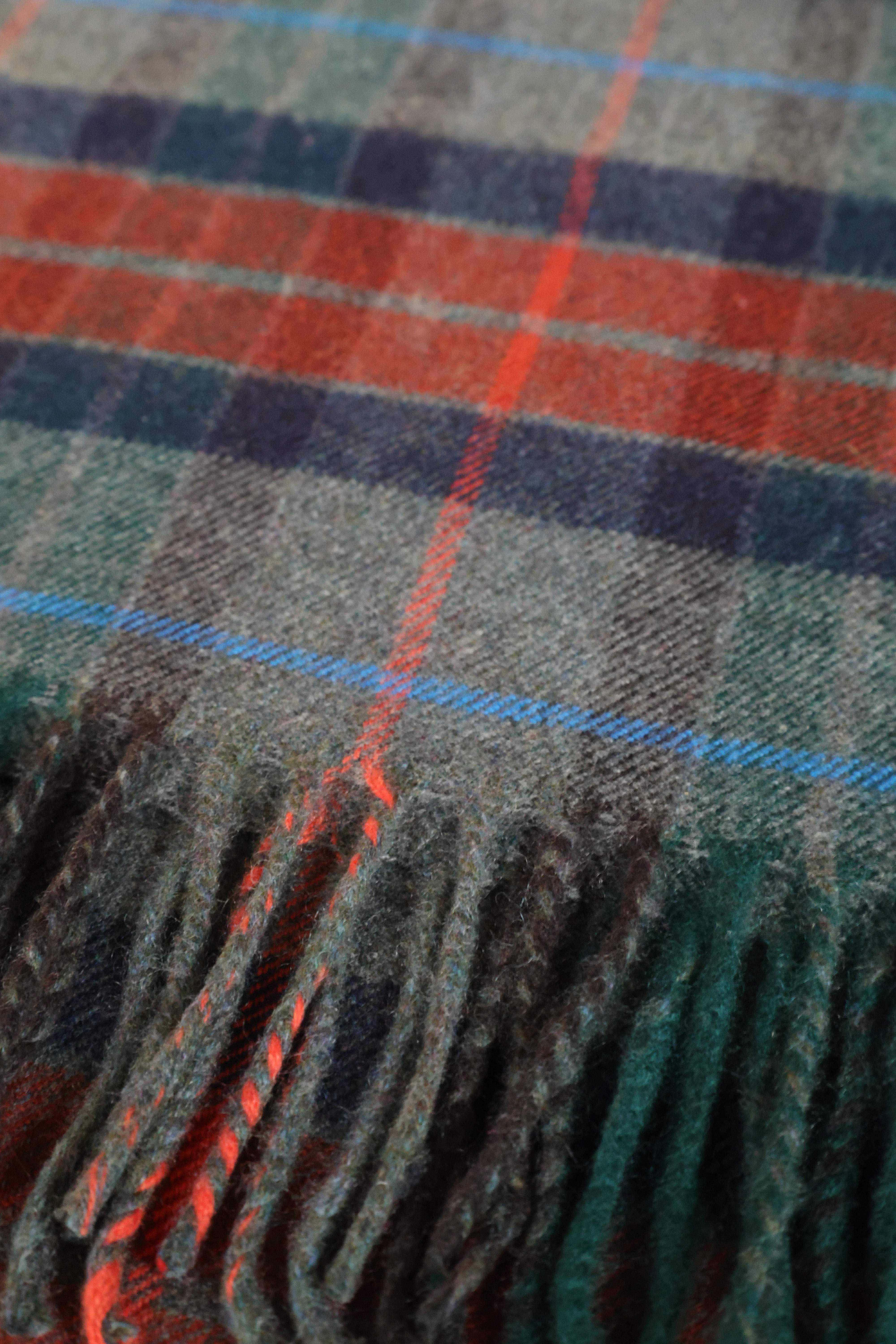 Kaschmirschal Tartan Dundee | Grau, Orange Grün