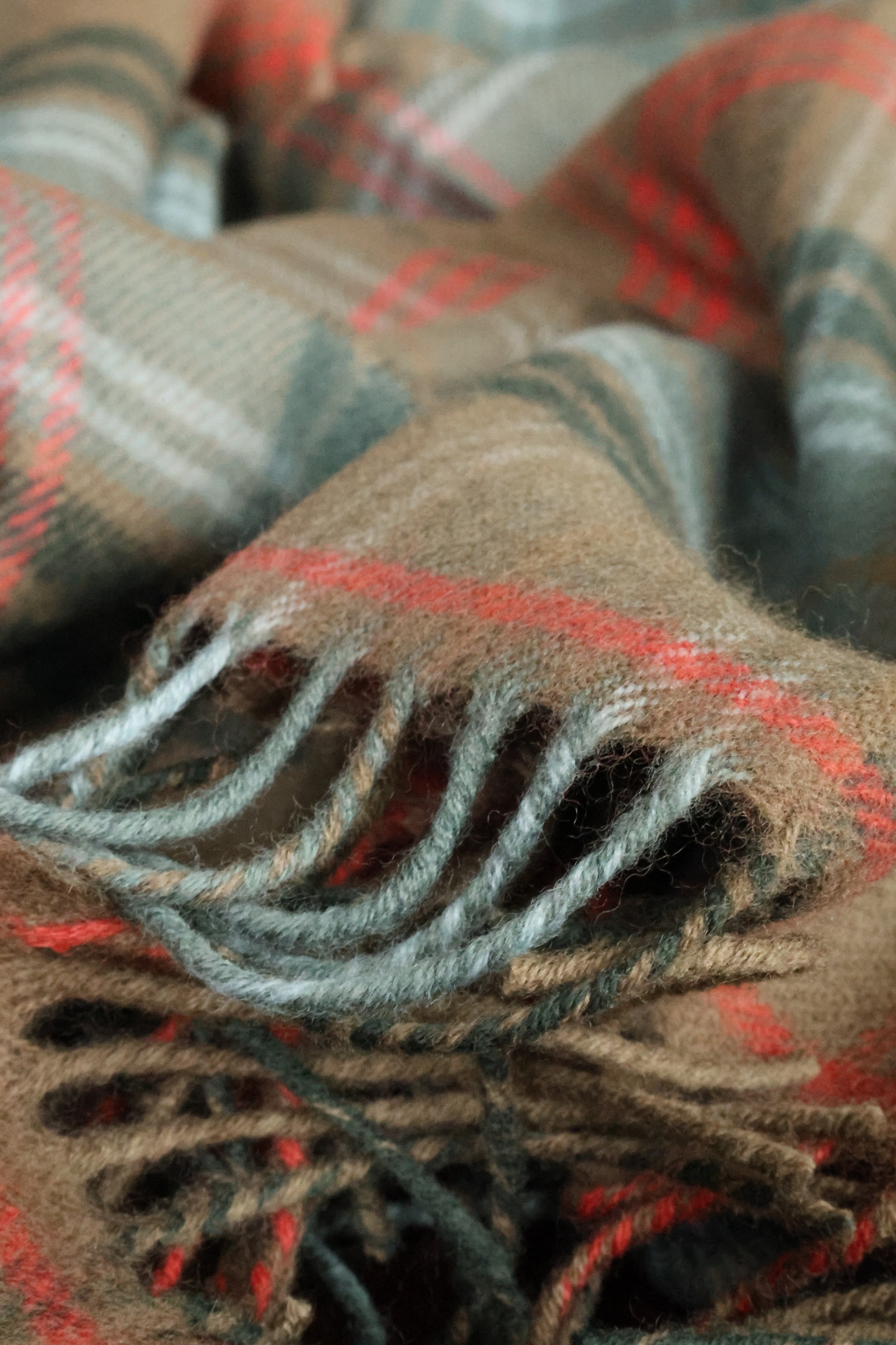 Wool blanket tartan brown